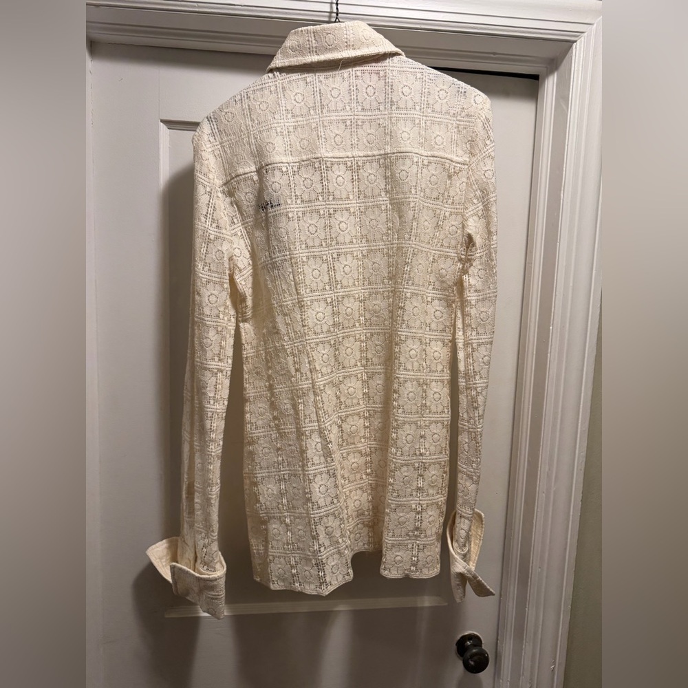 NWT MaxMara Cream Crochet Button Down - Picture 2 of 3